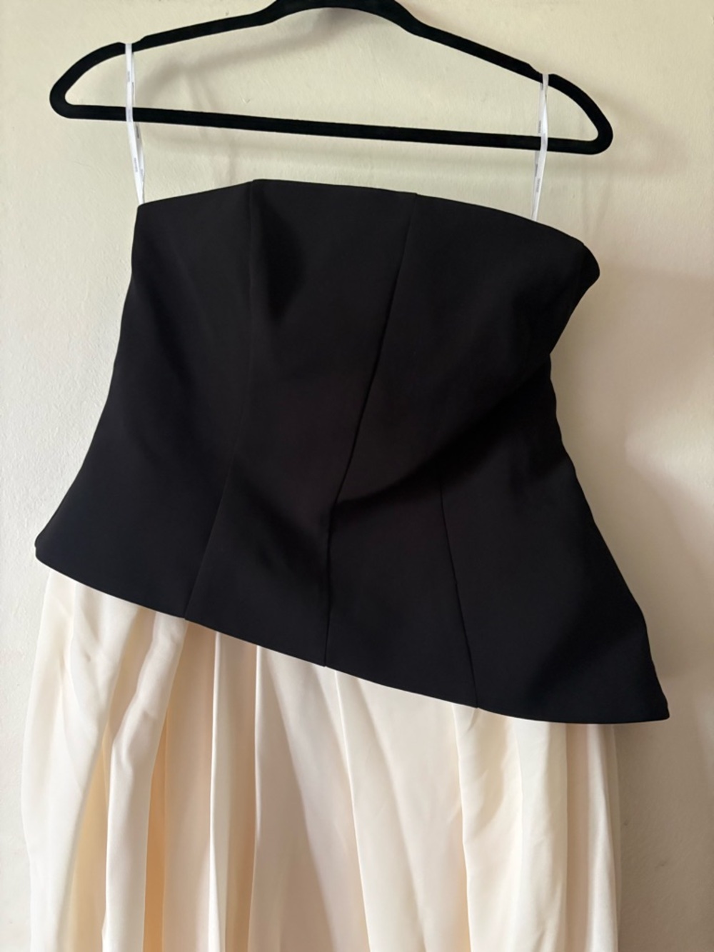 ASOS Arrange Strapless Black and Cream Two-Tone Midi Dress - Picture 2 of 11